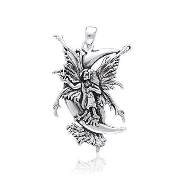 Amy Brown Stargazer Moon Fairy ~ Sterling Silver Jewelry Pendant TP1667 - Jewelry
